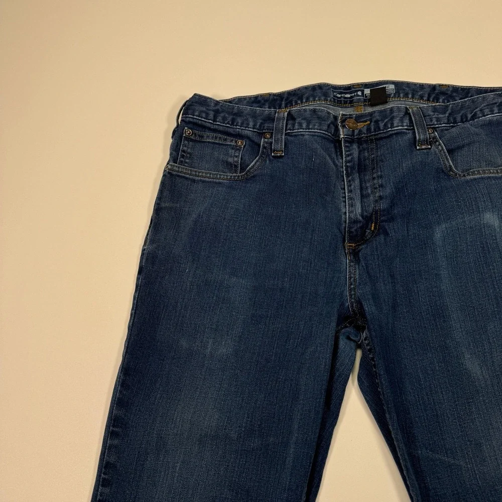 Carhartt Rugged Flex Straight Fit Jeans Mens 36x30 Blue Workwear Distressed